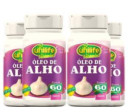 KIT C/4 Un. Suplemento Óleo De Alho 350mg 60 Cápsulas - Unilife