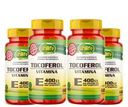 KIT C/4 Un. Vitamina E Tocoferol 60 Cápsulas 1000mg 400 Ui - Unilife