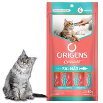 Kit C/4 Unidades Petisco Creminho Origens Sabor Salmão Para Gatos 60g Kit C/4 Unidades Petisco Creminho Origens Sabor Salmão Para Gatos 60g