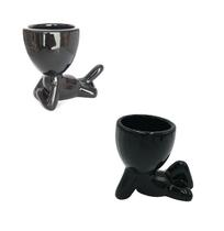 Kit C/ 4 Vasos Robert Plant Preto Para Suculentas Boneco Deitado