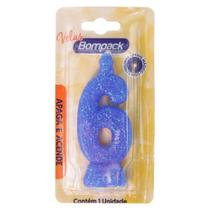 Kit c/ 4 Vela Supernumeros Bompack N6 Azul Un - Embrast