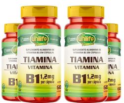 Kit C/4 Vitamina B1 Tiamina 500mg 60 Caps Vegano Unilife Kit C/4 Vitamina B1 Tiamina 500mg 60 Caps Vegano Unilife
