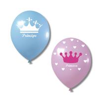 Kit C/ 40 Un Chá Revelação Balões Bexiga Príncipe E Princesa