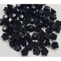 Kit C/400 Miçangas em Resina Flor Rosa Negra 2 cm Kit C/400 Miçangas em Resina Flor Rosa Negra 2 cm