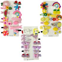 Kit C/ 41 Presilhas Meninas Prendedor de Cabelo Sortidas Bico de Pato Tic Tac Laço Flor Etc MOD I, MOD J e MOD L