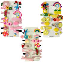 Kit C/ 42 Presilhas Meninas Prendedor de Cabelo Sortidas Bico de Pato Tic Tac Laço Flor Etc MOD I, MOD J e MOD K