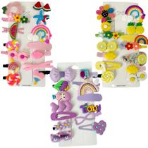 Kit C/ 42 Presilhas Meninas Prendedor de Cabelo Sortidas Bico de Pato Tic Tac Laço Flor Etc MOD I, MOD J e MOD M