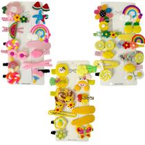 Kit C/ 42 Presilhas Meninas Prendedor de Cabelo Sortidas Bico de Pato Tic Tac Laço Flor Etc MOD I, MOD J e MOD Q