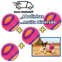 Kit c/ 4Bola Bolinha Para Pet Com Apito De Vinil Cores Variadas 6,5 Cm