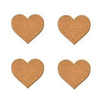 Kit c/ 4un Porta Copos Coração Cortiça Bolacha descanso
