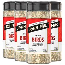Kit c/ 4und Tempero para Aves Dry Rub BIRDS John Mac 340g