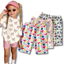 Kit C/ 5 Bermudas Ciclista em Malha Algodão Menina Tamanho 4 ao 16