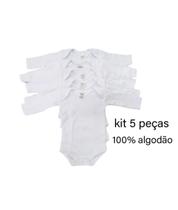 Kit c/ 5 body 100% algodão bebê liso branco atacado
