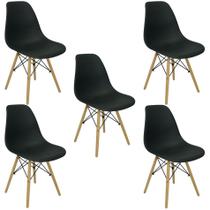 KIT C 5 Cadeira Charles Eames Eiffel Dkr Wood Preto - UNIVERSAL MIX