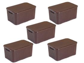 Kit c/ 5 Caixas Organizadoras Com Tampa Rattan 7L