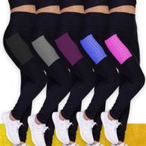 Kit c/ 5 CALÇAS LEG Legging COM BOLSOS Cintura Alta Fitness Treino Casual Corrida Academia 1029