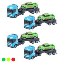Kit C/ 5 Caminhões de Brinquedo Mini Reboque C/ 5 Carros