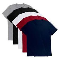 Kit C/ 5 Camiseta Algodão Cores Masculina Gola Careca