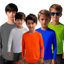 Kit c/ 5 Camisetas Térmica Proteção UV Manga Longa Solar Infantil PLT 1020 Kit c/ 5 Camisetas Térmica Proteção UV Manga Longa Solar Infantil PLT 1020