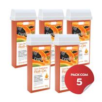 Kit c/5 Ceras Depilatória Refil Roll On Depilflax Mamão 100g Kit c/5 Ceras Depilatória Refil Roll On Depilflax Mamão 100g
