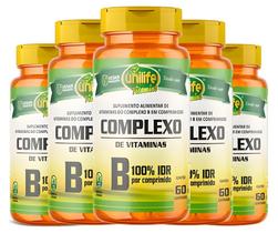 KIT C/5 Complexo B - B1 B2 B3 B5 B6 B12 - 60 Comp Unilife