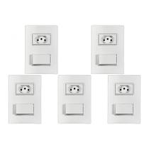 Kit C/5 - Conjunto Ilumi Vivaz Branco Com Placa 1 Simples...