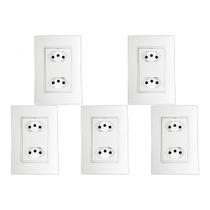 Kit C/5 - Conjunto Ilumi Vivaz Branco Com Placa 2 Tomadas... Kit C/5 - Conjunto Ilumi Vivaz Branco Com Placa 2 Tomadas...