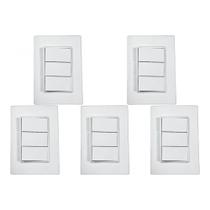 Kit C/5 - Conjunto Ilumi Vivaz Branco Com Placa 3 Simples...