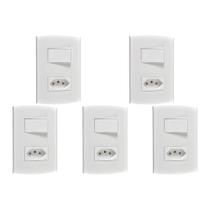 Kit C/5 - Conjunto Peesa Alfa 1543A 1 Interruptor Sim.Tomada ..