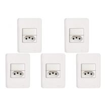 Kit C/5 - Conjunto Perlex Aros 4X2 Branco Com Placa(1Para...