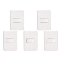 Kit C/5 - Conjunto Perlex Aros 4X2 Branco Com Placa(1Simp...