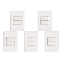 Kit C/5 - Conjunto Perlex Aros 4X2 Branco Com Placa(1Simp...