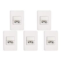 Kit C/5 - Conjunto Perlex Aros 4X2 Branco Com Placa(1Simp... Kit C/5 - Conjunto Perlex Aros 4X2 Branco Com Placa(1Simp...