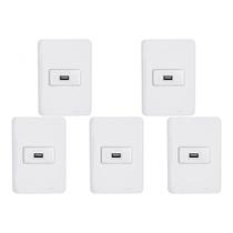 Kit C/5 - Conjunto Perlex Aros 4X2 Branco Com Placa(1Toma... Kit C/5 - Conjunto Perlex Aros 4X2 Branco Com Placa(1Toma...
