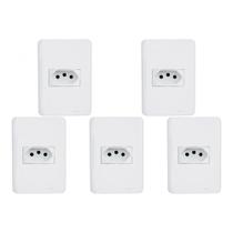 Kit C/5 - Conjunto Perlex Aros 4X2 Branco Com Placa(1Toma... Kit C/5 - Conjunto Perlex Aros 4X2 Branco Com Placa(1Toma...