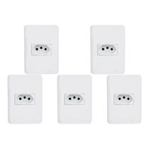 Kit C/5 - Conjunto Perlex Aros 4X2 Branco Com Placa(1Toma... Kit C/5 - Conjunto Perlex Aros 4X2 Branco Com Placa(1Toma...