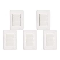 Kit C/5 - Conjunto Perlex Aros 4X2 Branco Com Placa(3Simp... Kit C/5 - Conjunto Perlex Aros 4X2 Branco Com Placa(3Simp...