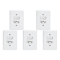 Kit C/5 - Conjunto Perlex''Branca''Com Placa(1Simples+Tomada .. Kit C/5 - Conjunto Perlex''Branca''Com Placa(1Simples+Tomada ..