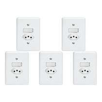 Kit C/5 - Conjunto Perlex''Branca''Com Placa(1Simples+Tomada .. Kit C/5 - Conjunto Perlex''Branca''Com Placa(1Simples+Tomada ..