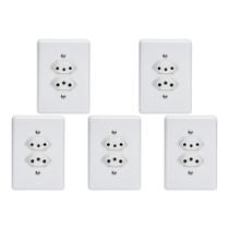 Kit C/5 - Conjunto Perlex''Branca''Com Placa(2Tomadas 10/...