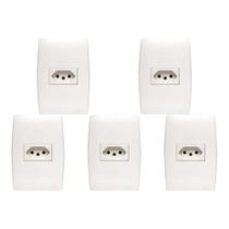 Kit C/5 - Conjunto Soprano Ilus 4X2 Branco Com Placa(1Tomada(s) ..