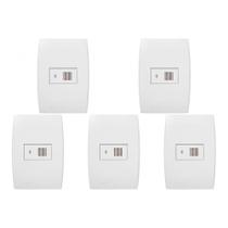 Kit C/5 - Conjunto Soprano Ilus 4X2 Branco Com Placa(Ciga... Kit C/5 - Conjunto Soprano Ilus 4X2 Branco Com Placa(Ciga...