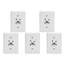 Kit C/5 - Conjunto Tomada Fone Perlex''Branca''Com Placa+Rj...