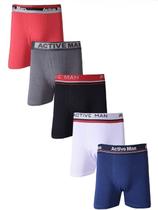 Kit C/ 5 Cuecas Boxer Active Man - Multicolorido