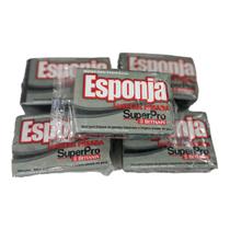 Kit C/5 Esponja Dupla Face Grelha Espeto Coifa Chapa Limpeza Pesada Superpro Bettanin