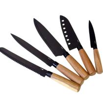 Kit c/5 Facas de Corte Grafite e Cabo de Acácia