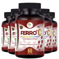 KIT C/5 Ferro Vitamina C Quelado Premium 60 Cáps Fits Life