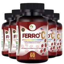 KIT C/5 Ferro + Vitamina C Quelado Premium 60 Cápsulas - Fits Life