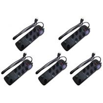 Kit C/5 - Filtro Linha Qualitronix 8 Tomada Bivolt Preto