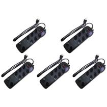 Kit C/5 - Filtro Linha Qualitronix 8 Tomada Bivolt Preto
